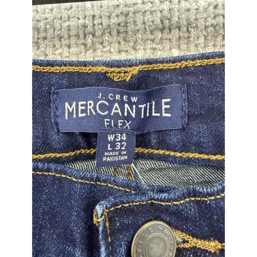 J.Crew Mercantile Jeans Mens 34x32 Fits (35x 31.75)Straight Flex Blue Dark New